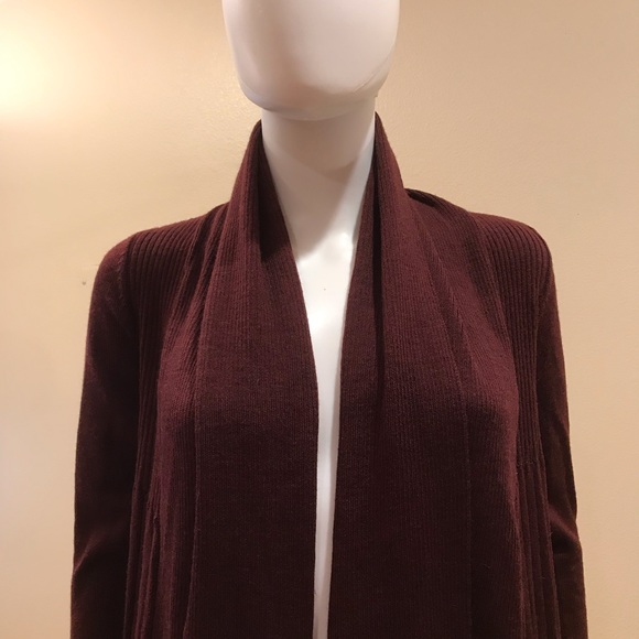 HM Long Cardigan Sweater Duster Womens Size XS Extra Small Burgundy Acrylic Wool - Picture 5 of 13